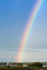 Rainbow Forms By Lubec Lighthouse in Northern Maine